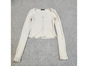 Brandy Melville Ribbed Button-Up Long Sleeve Size Small